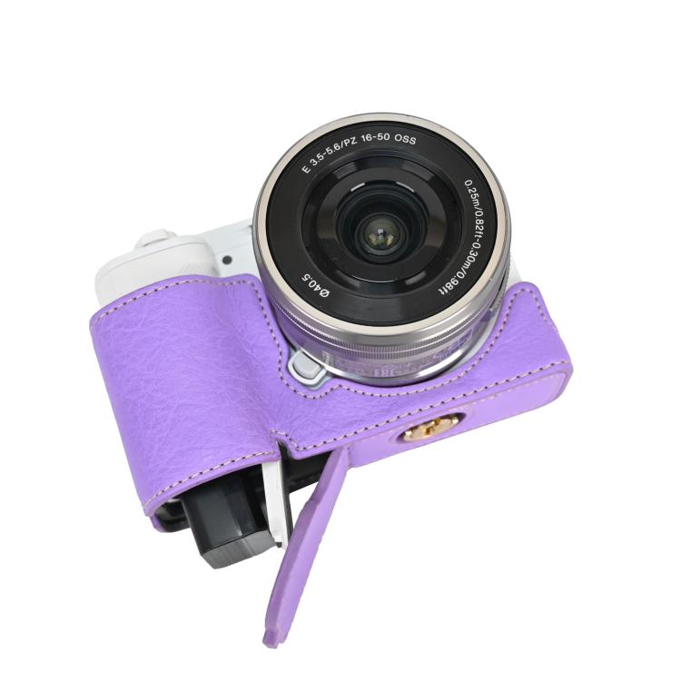 For Sony Alpha ZV-E10 II / ZV-E10M2 Litchi Texture PU Leather Camera Half Case Base(Purple) - free shipping - PMC TechLife - Order now!