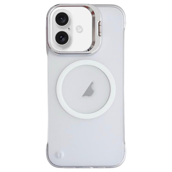 For iPhone 16 Ultra-thin Transparent MagSafe Magnetic Frameless Lens Holder Phone Case