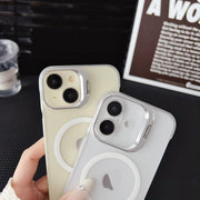 For iPhone 14 / 13 Ultra-thin Transparent MagSafe Magnetic Frameless Lens Holder Phone Case