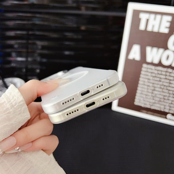 For iPhone 14 / 13 Ultra-thin Transparent MagSafe Magnetic Frameless Lens Holder Phone Case