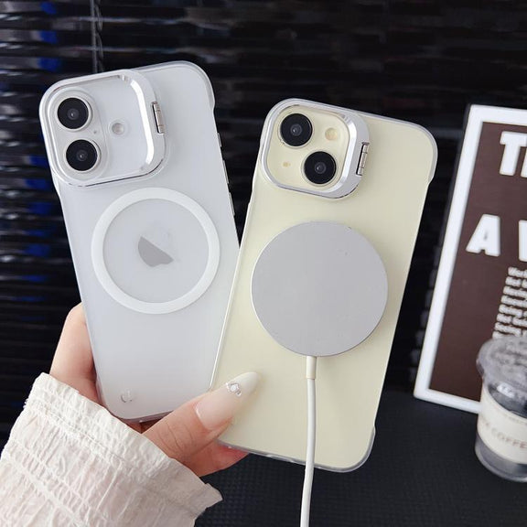 For iPhone 14 / 13 Ultra-thin Transparent MagSafe Magnetic Frameless Lens Holder Phone Case