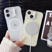 For iPhone 16 Pro Max Ultra-thin Transparent MagSafe Magnetic Frameless Lens Holder Phone Case
