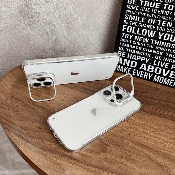 For iPhone 15 Pro Ultra-thin Transparent Frameless Lens Holder Phone Case