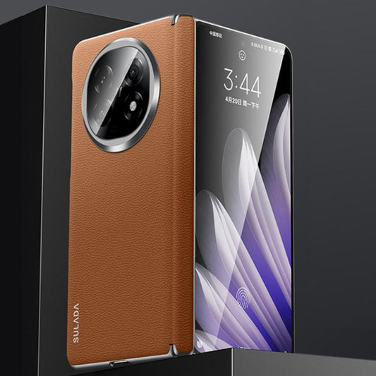 For OPPO Find N5 SULADA Frameless Top Layer Cowhide Leather Hybrid PC Phone Case(Brown) - free shipping - PMC Jewellery - Order now!