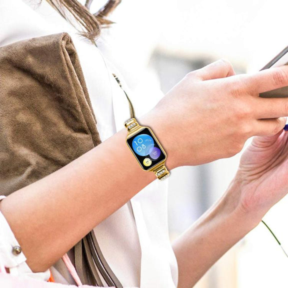 For Xiaomi Mi Band 8 Pro / Redmi Watch 4 Small Square Diamonds Butterfly Buckle Metal Watch Band(Gold)