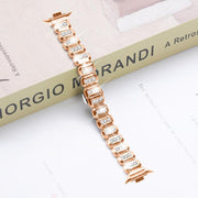 For Xiaomi Mi Band 8 Pro / Redmi Watch 4 Small Square Diamonds Butterfly Buckle Metal Watch Band(Rose Gold)