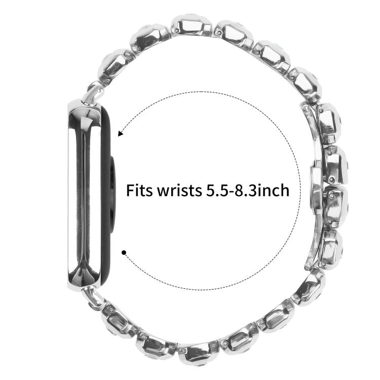 For Xiaomi Mi Band 8 Pro / Redmi Watch 4 Small Square Diamonds Butterfly Buckle Metal Watch Band(Silver) - free shipping - PMC TechLife - Order now!