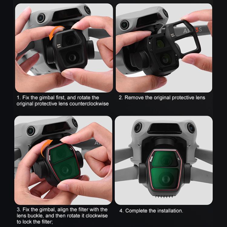 For DJI Air 3S BRDRC Camera Lens Filter, Filter:3 in 1 CPL UV ND16 - free shipping - PMC TechLife - Order now!