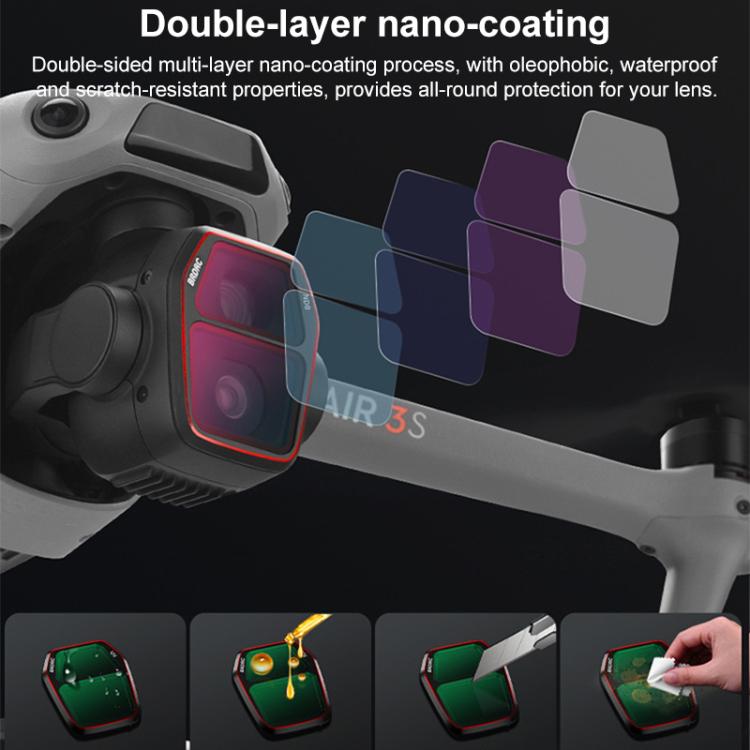 For DJI Air 3S BRDRC Camera Lens Filter, Filter:4 in 1 CPL ND16-64 - free shipping - PMC TechLife - Order now!