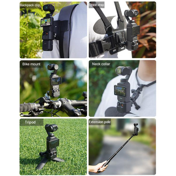 For DJI OSMO Pocket 3 BRDRC Protection Frame Adapter Base, Type:Frame + Clip + Chest Strap