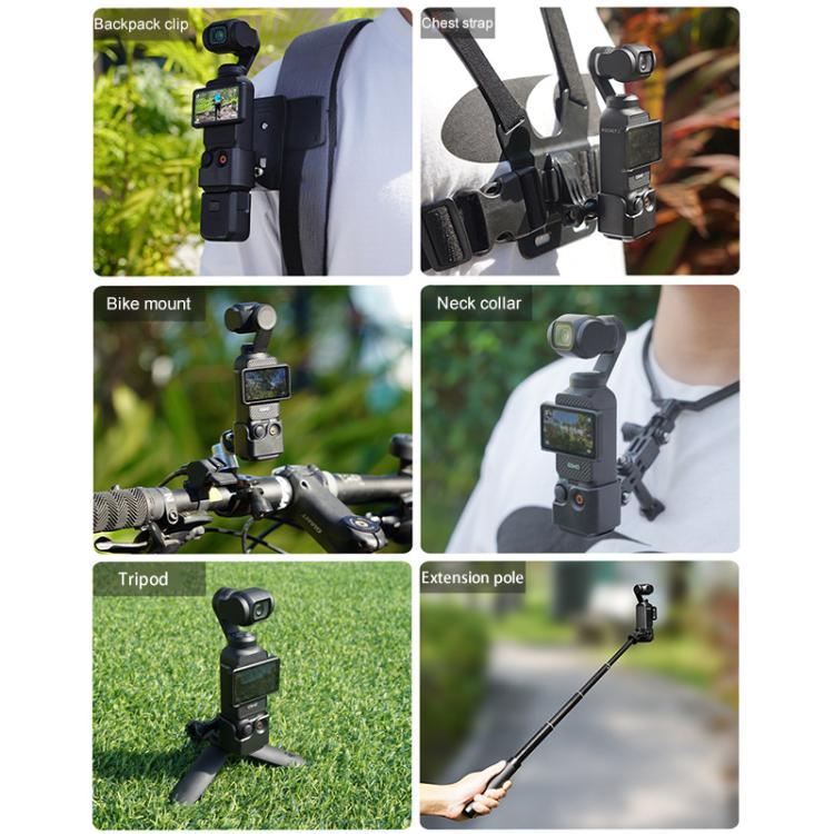 For DJI OSMO Pocket 3 BRDRC Protection Frame Adapter Base, Type:Frame + Clip + Chest Strap