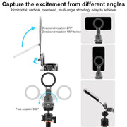 For DJI Osmo Pocket 3 BRDRC Smartphone Teleprompter Stand Desktop Clamp Cold Shoe Extension Mount(Dark Grey)