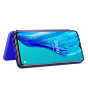 For Ulefone Note 9P Carbon Fiber Texture Horizontal Flip TPU + PC + PU Leather Case with Card Slot & Lanyard(Blue)