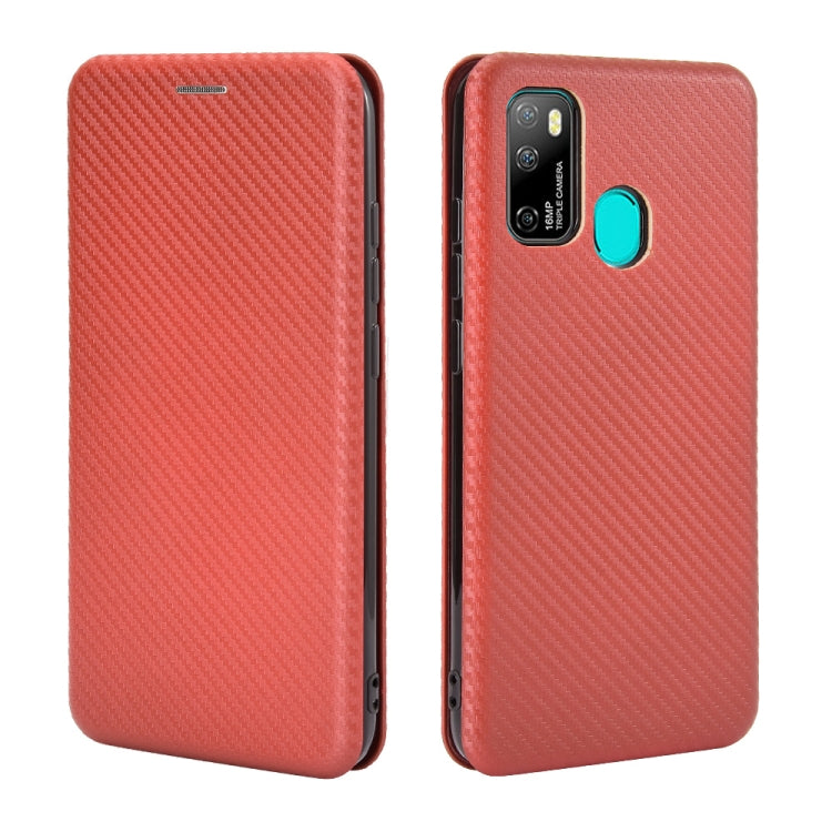 For Ulefone Note 9P Carbon Fiber Texture Horizontal Flip TPU + PC + PU Leather Case with Card Slot & Lanyard(Brown) - Ulefone Cases by PMC Jewellery | Online Shopping South Africa | PMC Jewellery | Buy Now Pay Later Mobicred