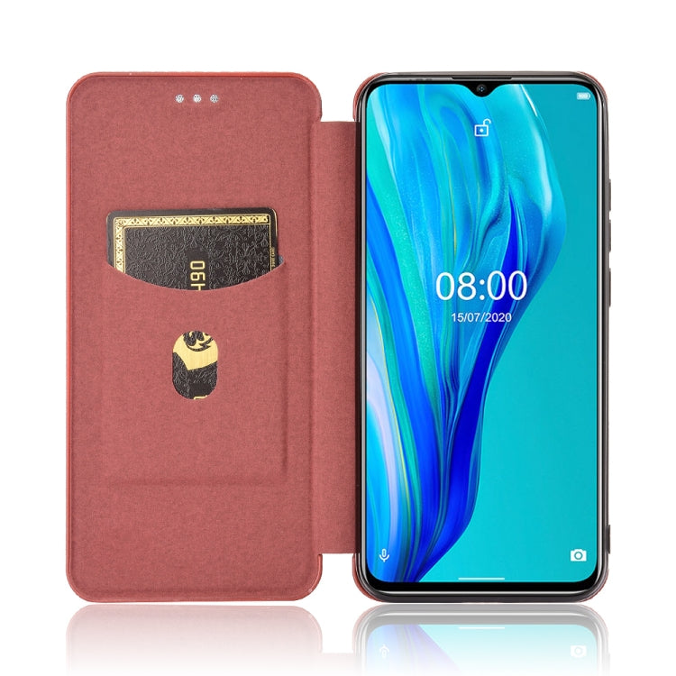 For Ulefone Note 9P Carbon Fiber Texture Horizontal Flip TPU + PC + PU Leather Case with Card Slot & Lanyard(Brown) - Ulefone Cases by PMC Jewellery | Online Shopping South Africa | PMC Jewellery | Buy Now Pay Later Mobicred