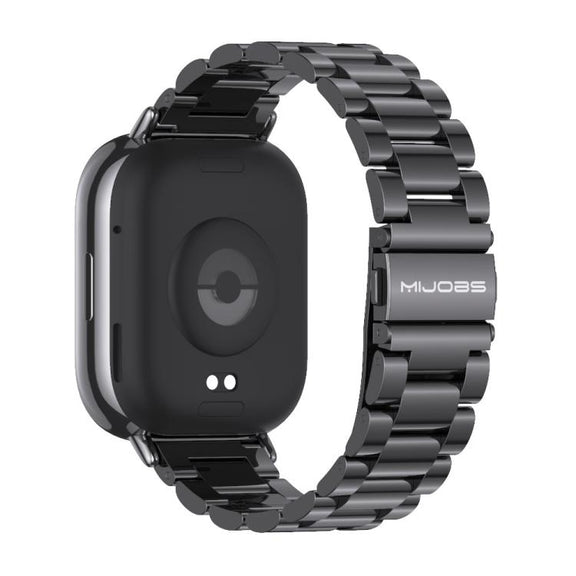 22mm MIJOBS Three Beads Metal Watch Band(Black)