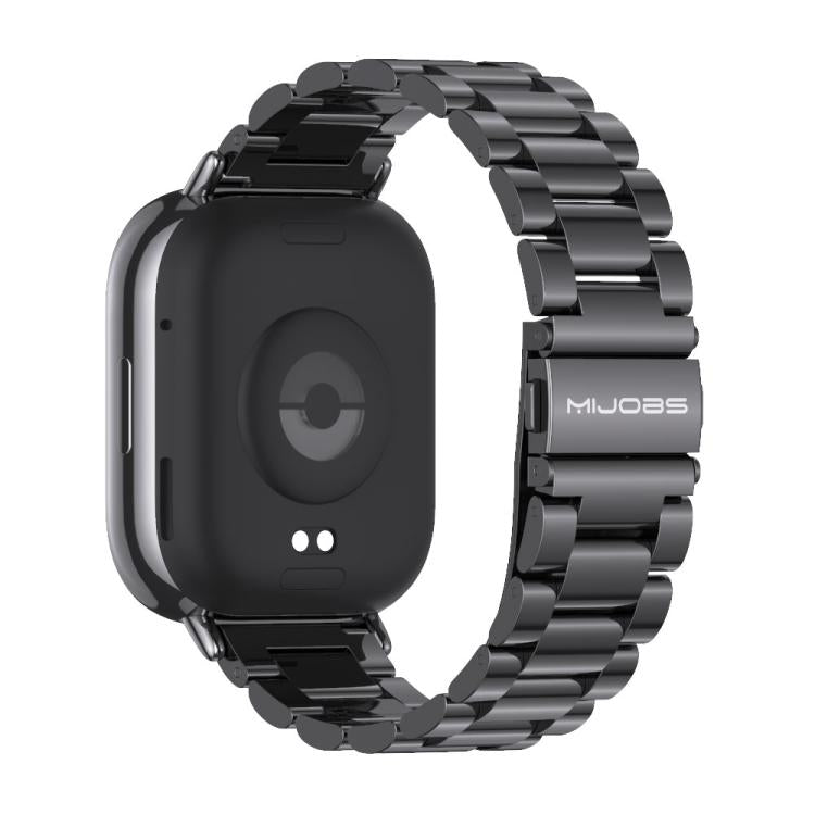 22mm MIJOBS Three Beads Metal Watch Band(Black)