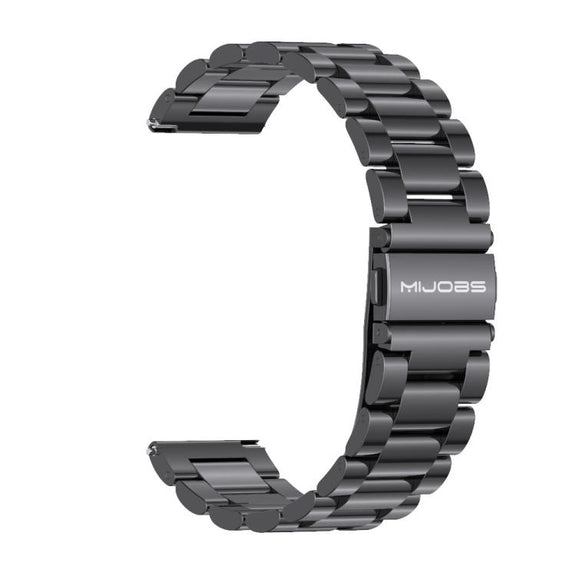 22mm MIJOBS Three Beads Metal Watch Band(Black)
