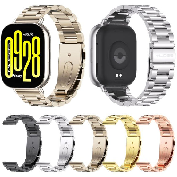 22mm MIJOBS Three Beads Metal Watch Band(Black)