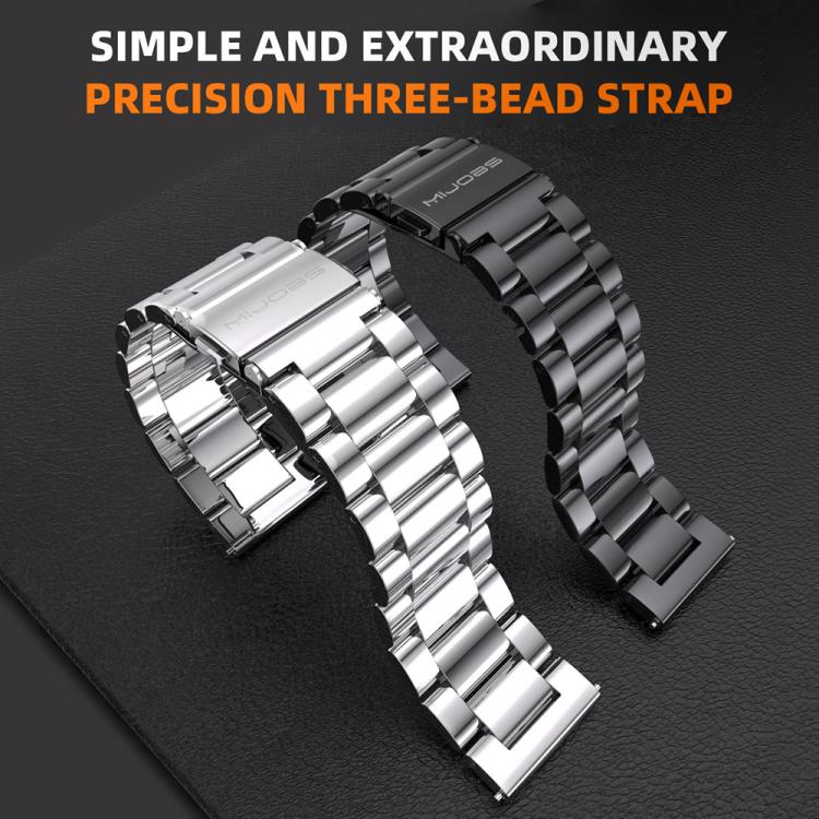 22mm MIJOBS Three Beads Metal Watch Band(Gold)