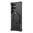 For Samsung Galaxy S22 Ultra 5G S Shaped 360 Holder Airbag Frameless MagSafe Metal Phone Case(Black) - free shipping - PMC TechLife - Order now!