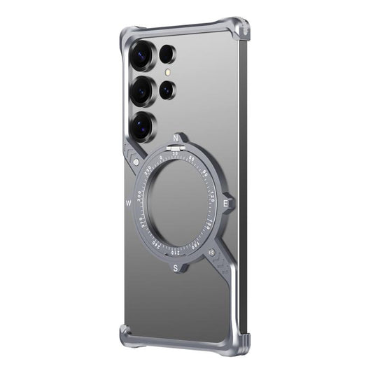 For Samsung Galaxy S22 Ultra 5G S Shaped 360 Holder Airbag Frameless MagSafe Metal Phone Case(Space Gray) - free shipping - PMC Jewellery - Order now!