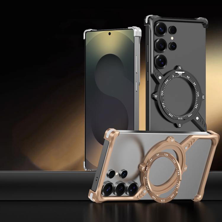 For Samsung Galaxy S25 Ultra 5G S Shaped 360 Holder Airbag Frameless MagSafe Metal Phone Case(Space Gray) - free shipping - PMC TechLife - Order now!