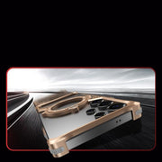 For Samsung Galaxy S23 Ultra 5G S Shaped 360 Holder Airbag Frameless MagSafe Metal Phone Case(Space Gray)