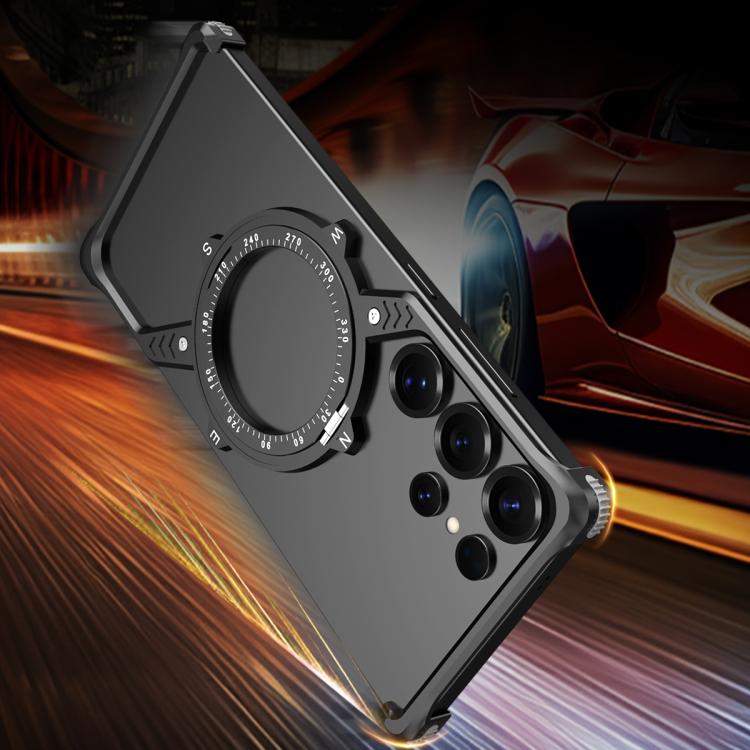 For Samsung Galaxy S22 Ultra 5G S Shaped 360 Holder Airbag Frameless MagSafe Metal Phone Case(Desert Gold) - free shipping - PMC TechLife - Order now!