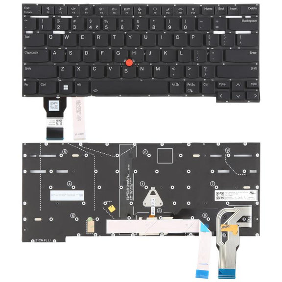 US Version Backlit Laptop Keyboard with Pointing for Lenovo ThinkPad T14s Gen 2 P1 GEN4 X1 Extreme Gen4(Black)