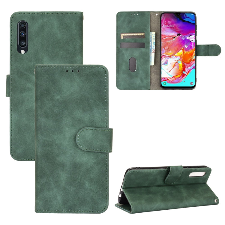 For Samsung Galaxy A70 Solid Color Skin Feel Magnetic Buckle Horizontal Flip Calf Texture PU Leather Case with Holder & Card Slots & Wallet(Green) - Galaxy Phone Cases by PMC TechLife | Online Shopping South Africa | PMC TechLife