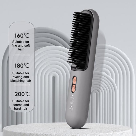 K-SKIN KD382B Negative Ion Hair Care Type-C Wireless Hair Straightening Comb(Grey)