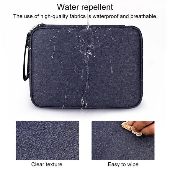 SM01 Multi-function Water-resistant Double Layer Data Cable Earphone U Disk Digital Accessories Storage Bag, Size: L(Navy Blue)
