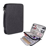 SM01 Multi-function Water-resistant Double Layer Data Cable Earphone U Disk Digital Accessories Storage Bag, Size: L(Black)