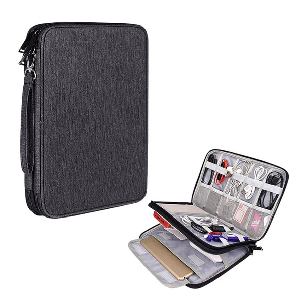 SM01 Multi-function Water-resistant Double Layer Data Cable Earphone U Disk Digital Accessories Storage Bag, Size: L(Black)