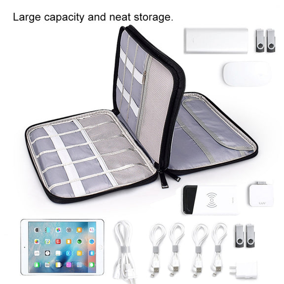 SM01 Multi-function Water-resistant Double Layer Data Cable Earphone U Disk Digital Accessories Storage Bag, Size: S(Black)