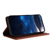 For iPhone 17 Strong Magnetic Frosted Flip Leather Phone Case(Coffee Color)