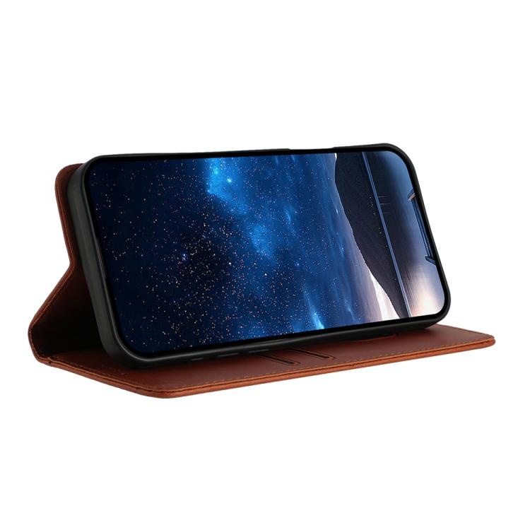 For iPhone 17 Strong Magnetic Frosted Flip Leather Phone Case(Coffee Color)