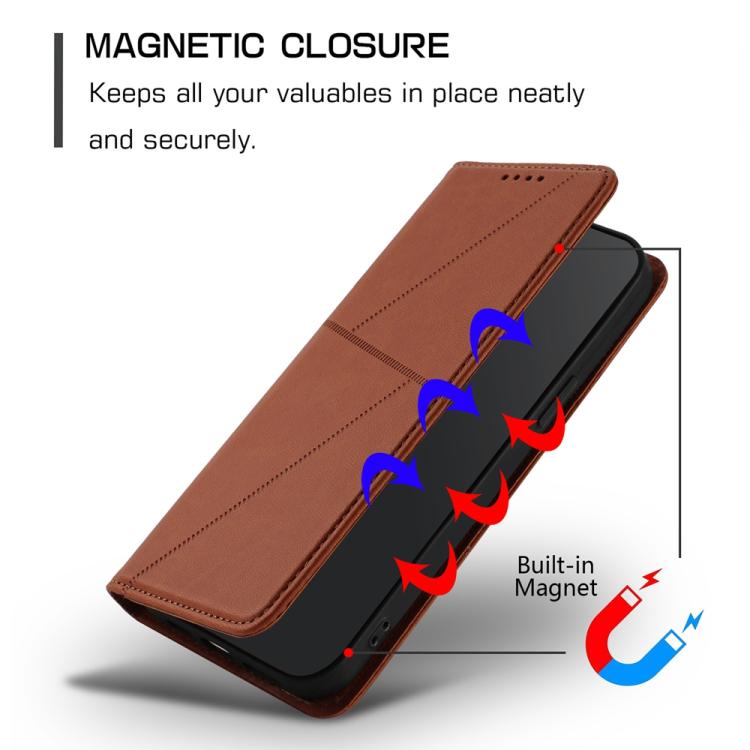 For iPhone 17 Strong Magnetic Frosted Flip Leather Phone Case(Coffee Color)
