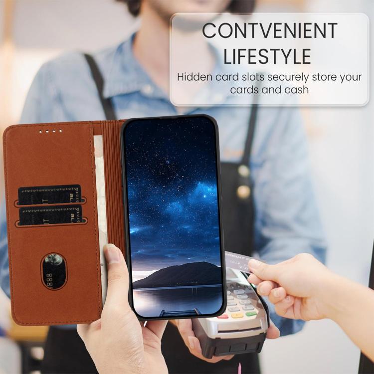 For iPhone 17 Strong Magnetic Frosted Flip Leather Phone Case(Coffee Color)