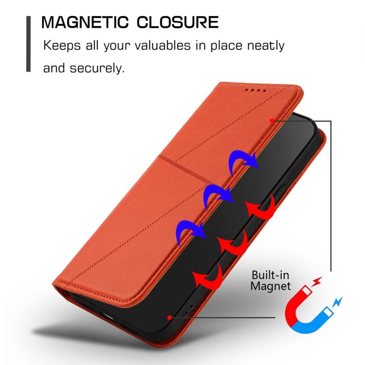 For iPhone 17 Strong Magnetic Frosted Flip Leather Phone Case(Orange) - free shipping - PMc TechLife - Order now!