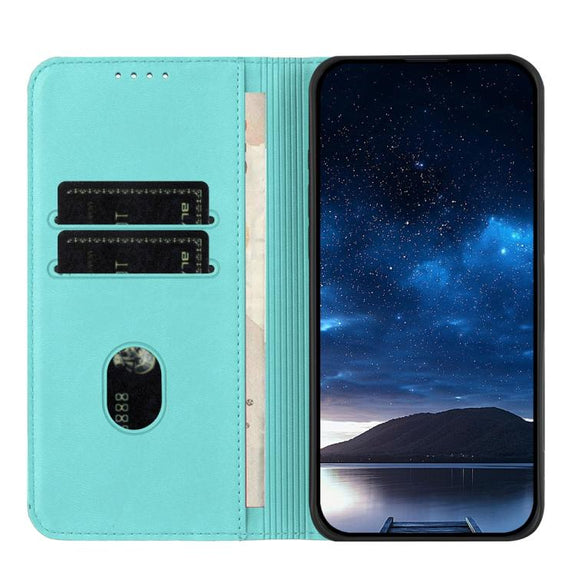 For iPhone 17 Strong Magnetic Frosted Flip Leather Phone Case(Light Blue)