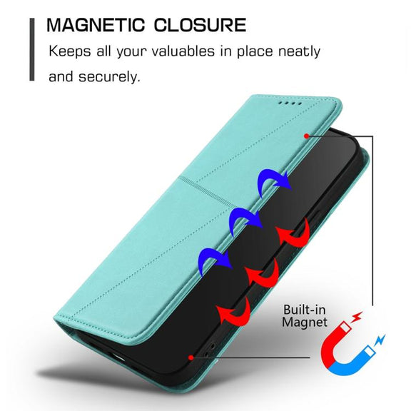 For iPhone 17 Strong Magnetic Frosted Flip Leather Phone Case(Light Blue)