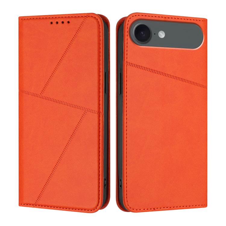 For iPhone 17 Air Strong Magnetic Frosted Flip Leather Phone Case(Orange) - free shipping - PMc TechLife - Order now!