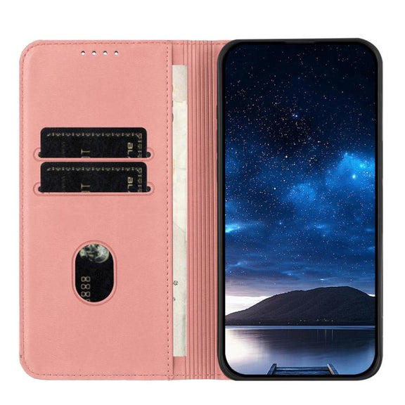 For iPhone 17 Air Strong Magnetic Frosted Flip Leather Phone Case(Pink)