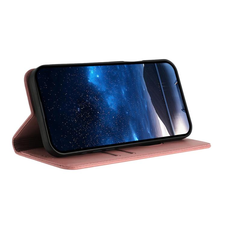 For iPhone 17 Air Strong Magnetic Frosted Flip Leather Phone Case(Pink)