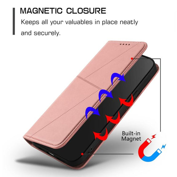 For iPhone 17 Air Strong Magnetic Frosted Flip Leather Phone Case(Pink)