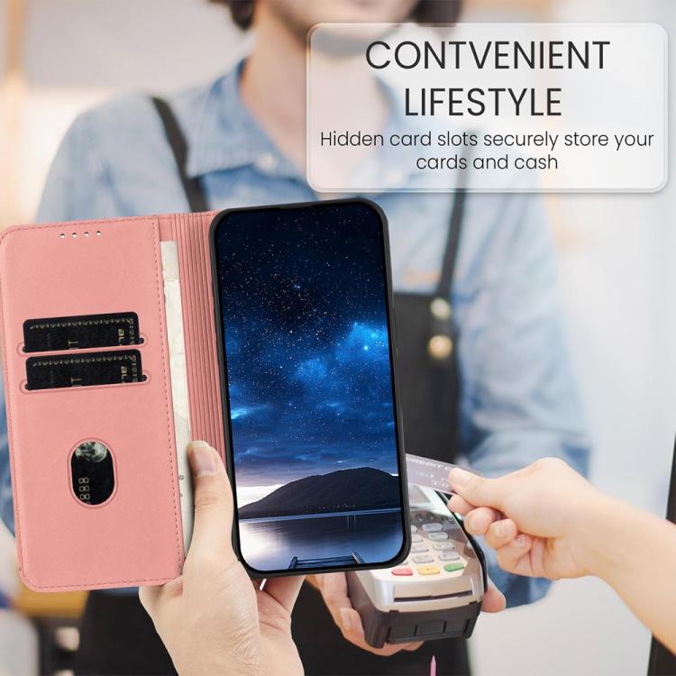 For iPhone 17 Air Strong Magnetic Frosted Flip Leather Phone Case(Pink)
