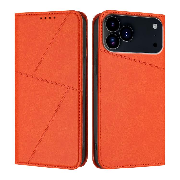For iPhone 17 Pro Strong Magnetic Frosted Flip Leather Phone Case(Orange) - free shipping - PMc TechLife - Order now!