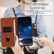For iPhone 17 Pro Max Strong Magnetic Frosted Flip Leather Phone Case(Coffee Color)